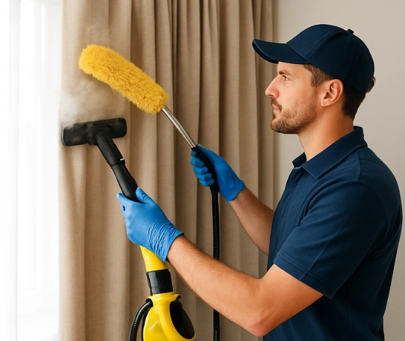 Trusted curtain steam cleaning technician Matty Curtain Cleaning yarrabilba QLD
